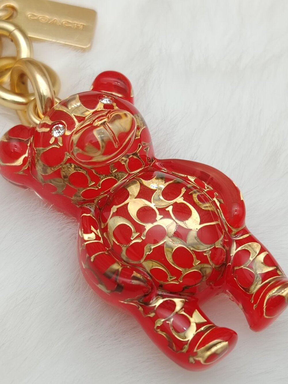 Coach Resin Gummy Bear Bag Charm Gold/Wine CK062 Keychain Coach Bag Accessories - Picture 4 of 8